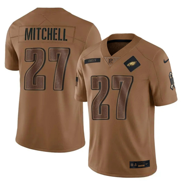 Men's Philadelphia Eagles #27 Quinyon Mitchell Vapor Limited 2023 Salute to Service Brown Nike Stitched NFL Jersey