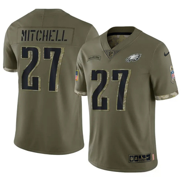 Men's Philadelphia Eagles #27 Quinyon Mitchell Vapor Limited 2022 Salute to Service Olive Nike Stitched NFL Jersey