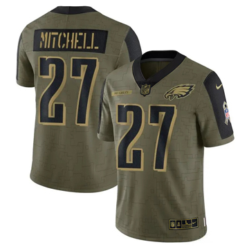 Men's Philadelphia Eagles #27 Quinyon Mitchell Limited 2021 Salute to Service Olive Nike Stitched NFL Jersey