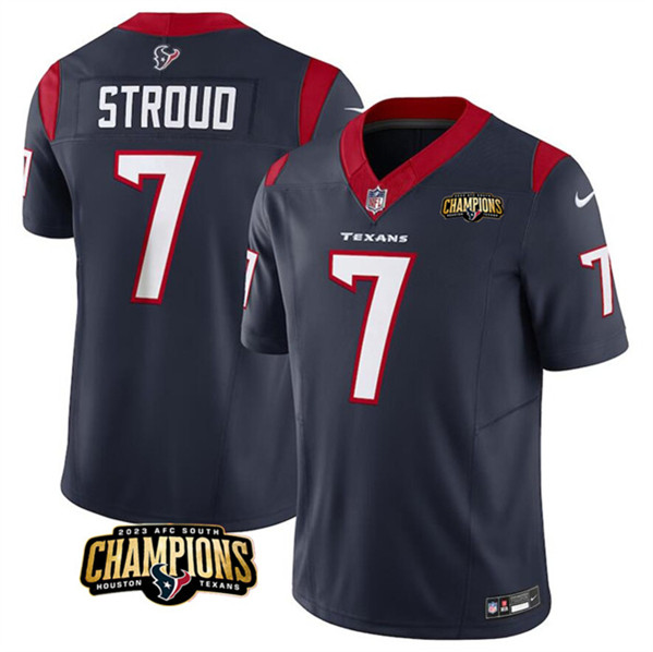 Men's Houston Texans #7 C.J. Stroud Navy 2023 F.U.S.E. AFC South Champions Patch Vapor Untouchable Limited Football Stitched Jersey