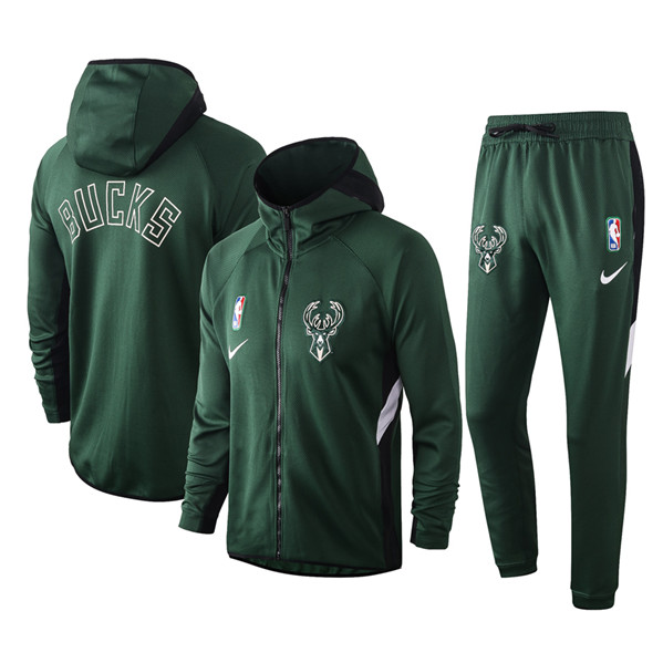 Men's Milwaukee Bucks Green Warmup Hoodiesuit