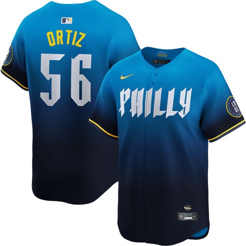 Men's Luis Ortiz Philadelphia Phillies Nike Blue 2024 City Connect Limited Stitched Jersey