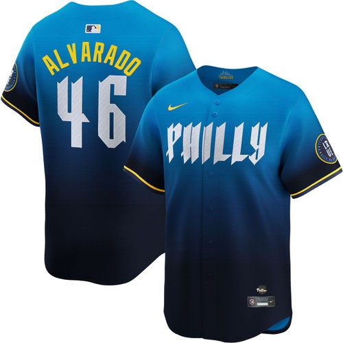 Men's Jose Alvarado Philadelphia Phillies Nike Blue 2024 City Connect Limited Stitched Jersey