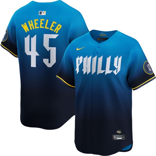 Men's Zack Wheeler Philadelphia Phillies Nike Blue 2024 City Connect Limited Stitched Jersey