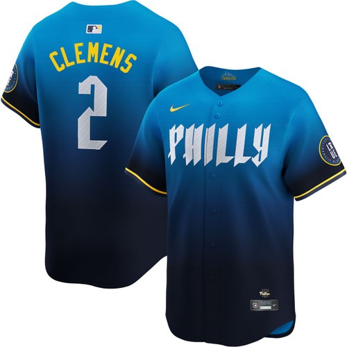 Men's Kody Clemens Philadelphia Phillies Nike Blue 2024 City Connect Limited Stitched Jersey