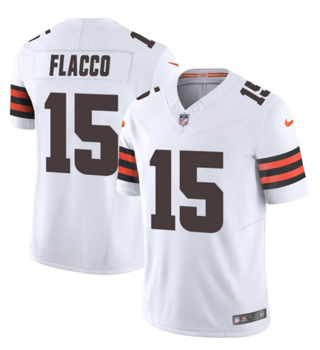 Men's Cleveland Browns #15 Joe Flacco White 2023 F.U.S.E. Vapor Limited Football Stitched Jersey