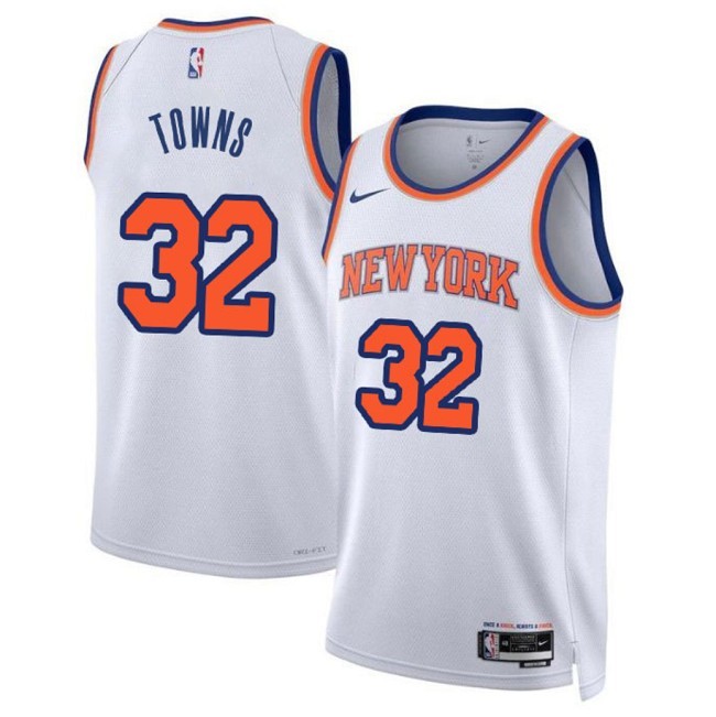 Men's New Yok Knicks #32 Karl-Anthony Towns White Association Edition Swingman Stitched Basketball Jersey