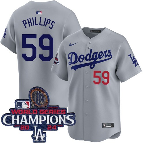 Men's Evan Phillips Los Angeles Dodgers Nike Alternate Road Grey Limited World Series Champions Jersey