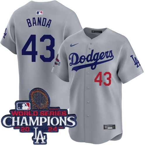 Men's Anthony Banda Los Angeles Dodgers Nike Alternate Road Grey Limited World Series Champions Jersey