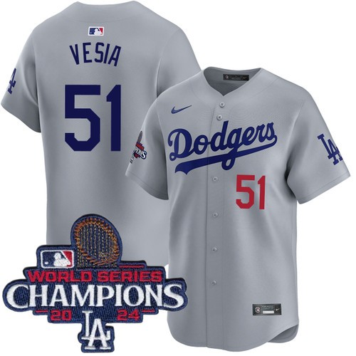 Men's Alex Vesia Los Angeles Dodgers Nike Alternate Road Grey Limited World Series Champions Jersey