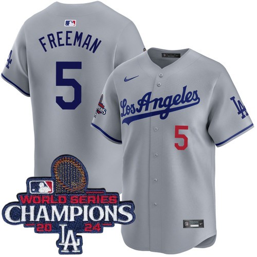 Men's Freddie Freeman Los Angeles Dodgers Nike Road Grey Limited World Series Champions Jersey