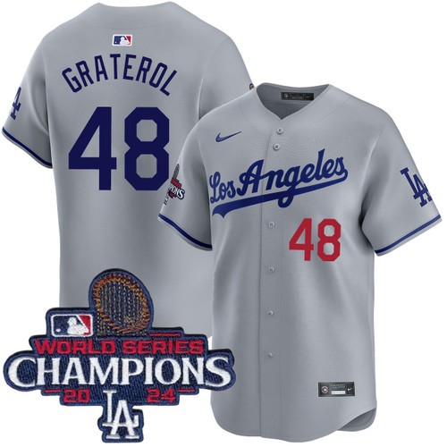 Men's Brusdar Graterol Los Angeles Dodgers Nike Road Grey Limited World Series Champions Jersey