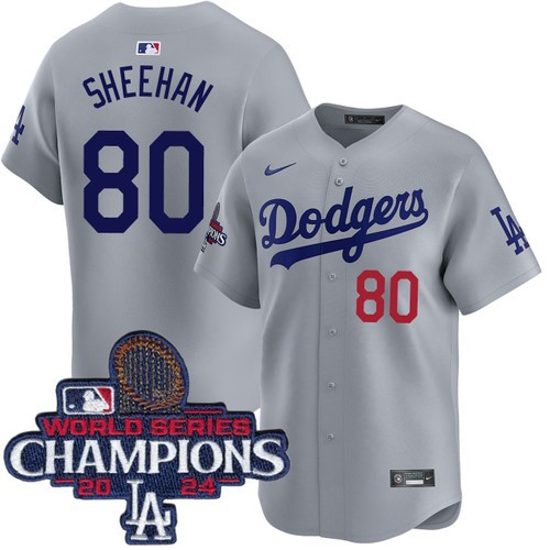 Men's Emmet Sheehan Los Angeles Dodgers Nike Alternate Road Grey Limited World Series Champions Jersey