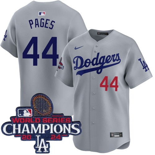 Men's Andy Pages Los Angeles Dodgers Nike Alternate Road Grey Limited World Series Champions Jersey