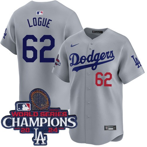 Men's Zach Logue Los Angeles Dodgers Nike Alternate Road Grey Limited World Series Champions Jersey