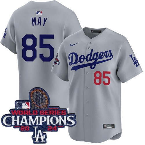 Men's Dustin May Los Angeles Dodgers Nike Alternate Road Grey Limited World Series Champions Jersey