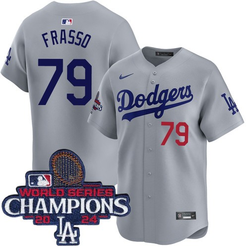 Men's Nick Frasso Los Angeles Dodgers Nike Alternate Road Grey Limited World Series Champions Jersey