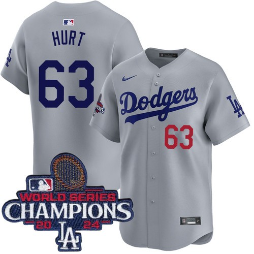 Men's Kyle Hurt Los Angeles Dodgers Nike Alternate Road Grey Limited World Series Champions Jersey