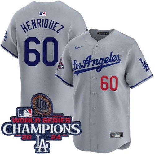 Men's Edgardo Henriquez Los Angeles Dodgers Nike Road Grey Limited World Series Champions Jersey