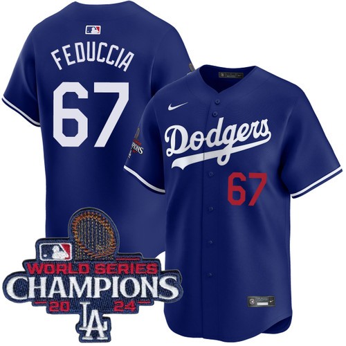 Men's Hunter Feduccia Los Angeles Dodgers Nike Alternate Royal Limited World Series Champions Jersey