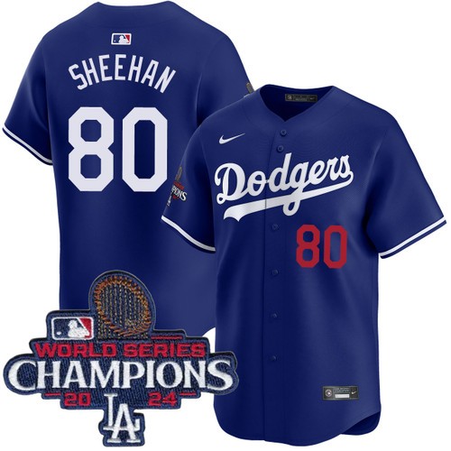 Men's Emmet Sheehan Los Angeles Dodgers Nike Alternate Royal Limited World Series Champions Jersey