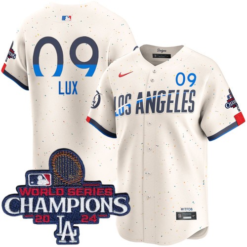 Men's Gavin Lux Los Angeles Dodgers Nike City Connect Cream Limited World Series Champions Jersey