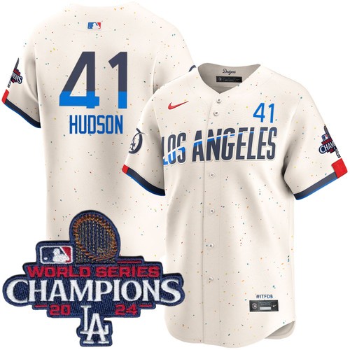 Men's Daniel Hudson Los Angeles Dodgers Nike City Connect Cream Limited World Series Champions Jersey