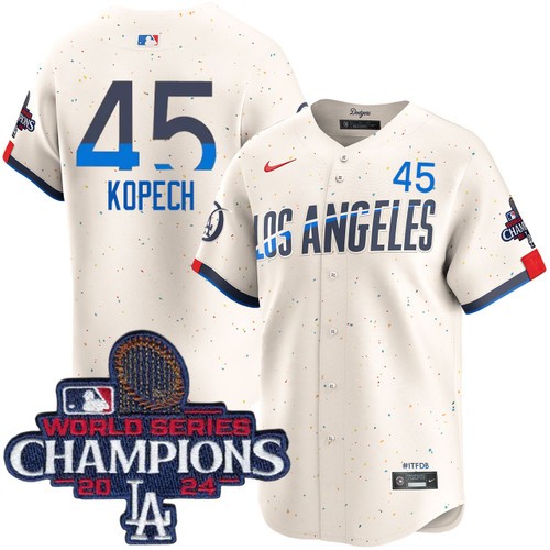 Men's Michael Kopech Los Angeles Dodgers Nike City Connect Cream Limited World Series Champions Jersey