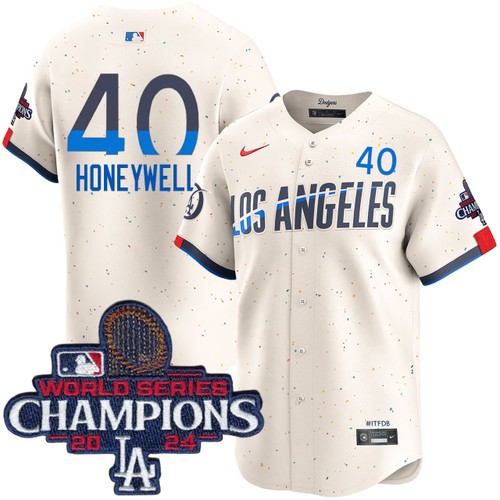 Men's Brent Honeywell Los Angeles Dodgers Nike City Connect Cream Limited World Series Champions Jersey