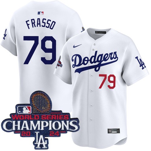 Youth Nick Frasso Los Angeles Dodgers Nike Home White Limited World Series Champions Jersey