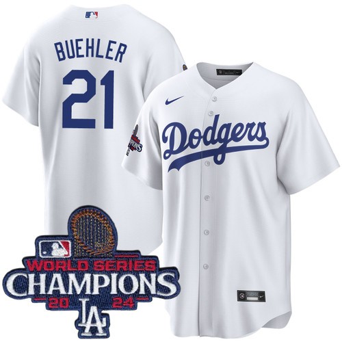 Youth Walker Buehler Los Angeles Dodgers Nike Home White World Series Champions Jersey