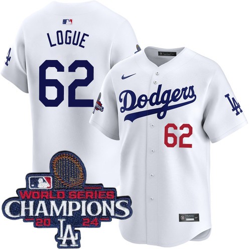 Youth Zach Logue Los Angeles Dodgers Nike Home White Limited World Series Champions Jersey