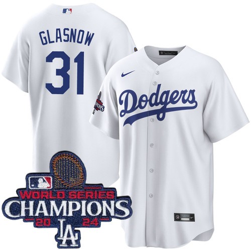 Youth Tyler Glasnow Los Angeles Dodgers Nike Home White World Series Champions Jersey