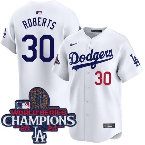 Youth Dave Roberts Los Angeles Dodgers Nike Home White Limited World Series Champions Jersey