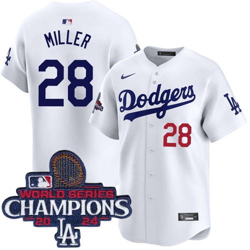 Youth Bobby Miller Los Angeles Dodgers Nike Home White Limited World Series Champions Jersey