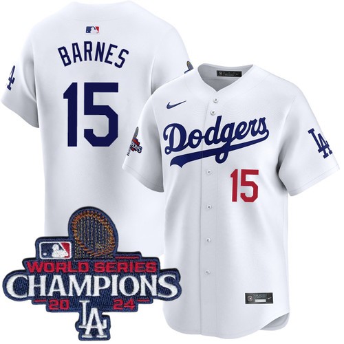 Youth Austin Barnes Los Angeles Dodgers Nike Home White Limited World Series Champions Jersey