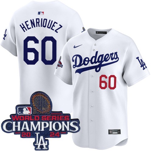 Youth Edgardo Henriquez Los Angeles Dodgers Nike Home White Limited World Series Champions Jersey