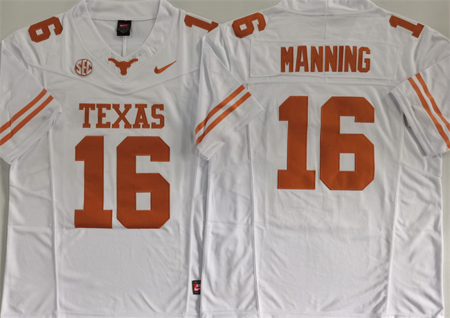 Men's Texas Longhorns #16 Peyton Manning White F.U.S.E. Stitched Jersey