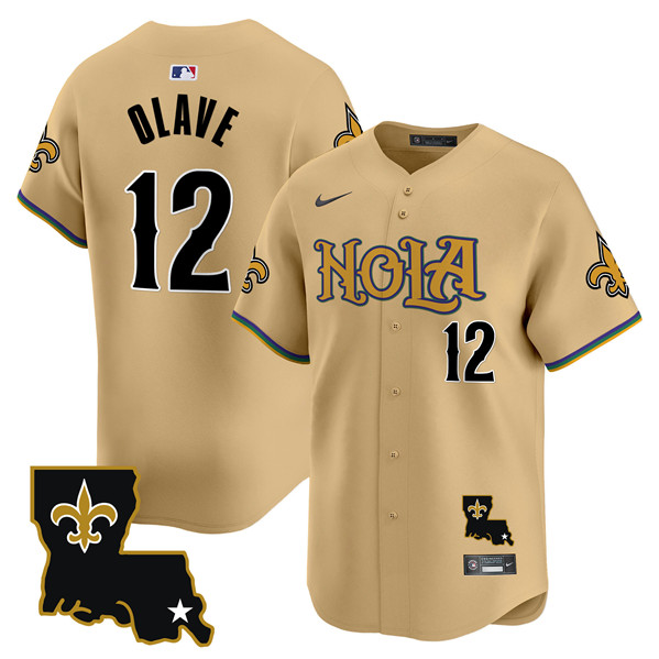 Men's New Orleans Saints ACTIVE PLAYER Custom Gold Cool Base Stitched Baseball Jersey