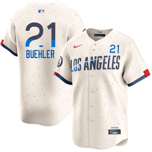 Men's Walker Buehler Los Angeles Dodgers Nike Cream 2024 City Connect Limited Stitched MLB Jersey