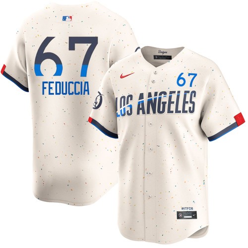 Men's Hunter Feduccia Los Angeles Dodgers Nike Cream 2024 City Connect Limited Stitched MLB Jersey