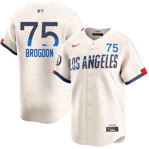 Men's Connor Brogdon Los Angeles Dodgers Nike Cream 2024 City Connect Limited Stitched MLB Jersey