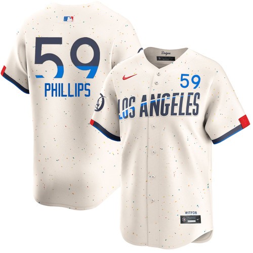 Men's Evan Phillips Los Angeles Dodgers Nike Cream 2024 City Connect Limited Stitched MLB Jersey