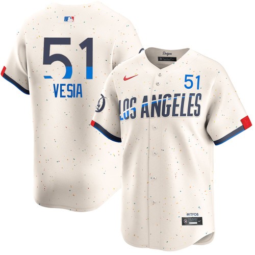 Men's Alex Vesia Los Angeles Dodgers Nike Cream 2024 City Connect Limited Stitched MLB Jersey