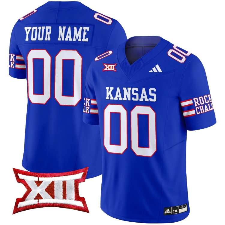 Men's Custom Kansas Jayhawks Jersey Name and Number 2024 Vapor College Football Vapor Limited Royal