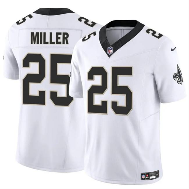 Men's New Orleans Saints #25 Kendre Miller White Vapor Limited Stitched Football Jersey