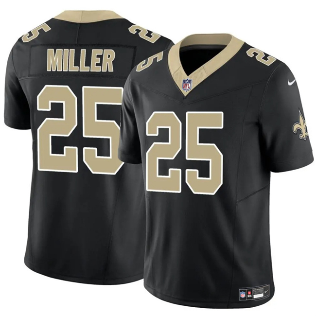 Men's New Orleans Saints #25 Kendre Miller Black Vapor Limited Stitched Football Jersey