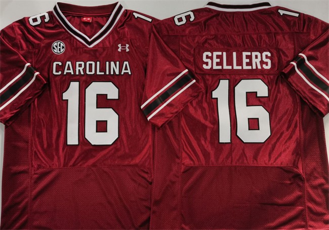 Men's Under Armour South Carolina Gamecocks #16 LaNorris Sellers Garnet Football Stitched Jersey