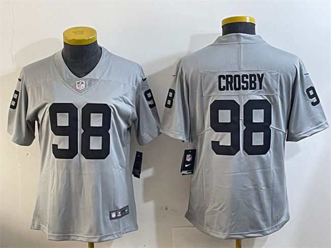 Youth Las Vegas Raiders #98 Maxx Crosby Grey Vapor Untouchable Limited Stitched Jersey