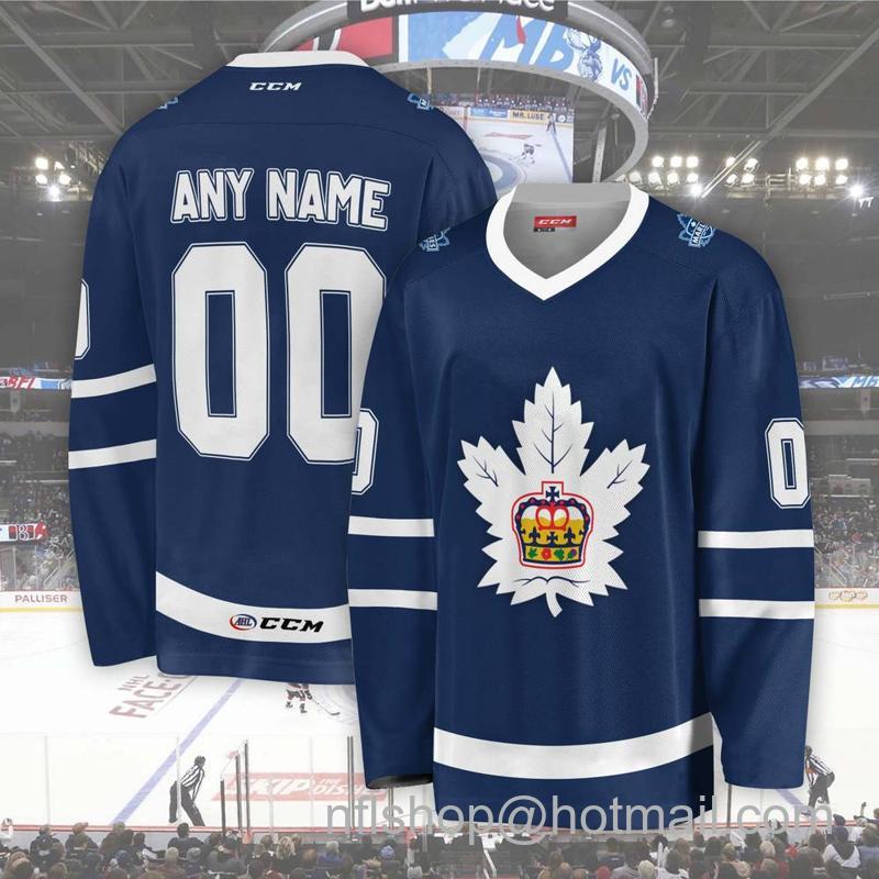 Men's Youth Customized Toronto Marlies AHL Blue CCM Hockey Stitched Jersey